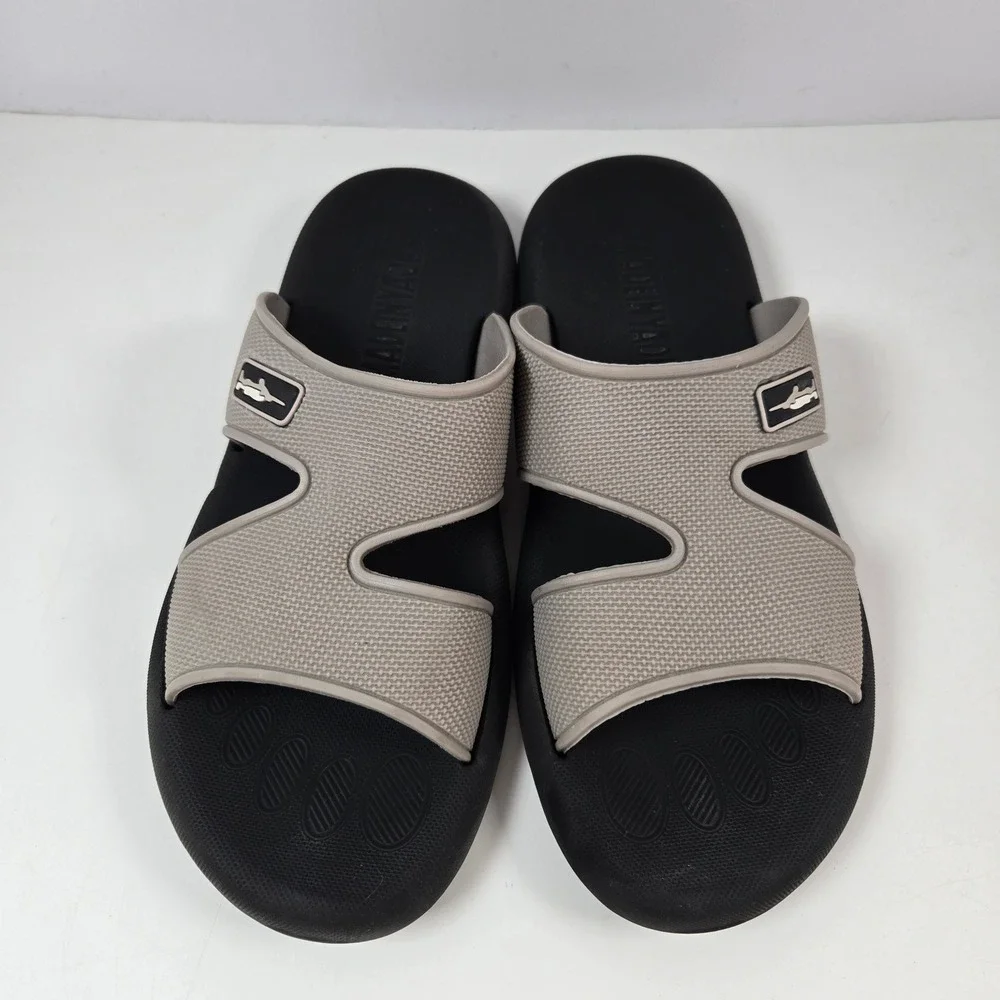 Madeinyaoli Slide Sandals Mens EU 43 Black Gray Swordfish Logo Casual Beach Pool